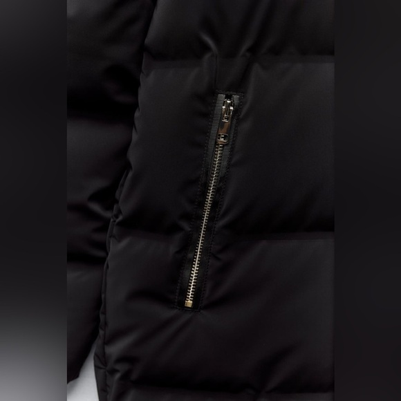 NWT Zara Black Quilted Windproof Jacket with Hood. Size L. - Picture 10 of 16